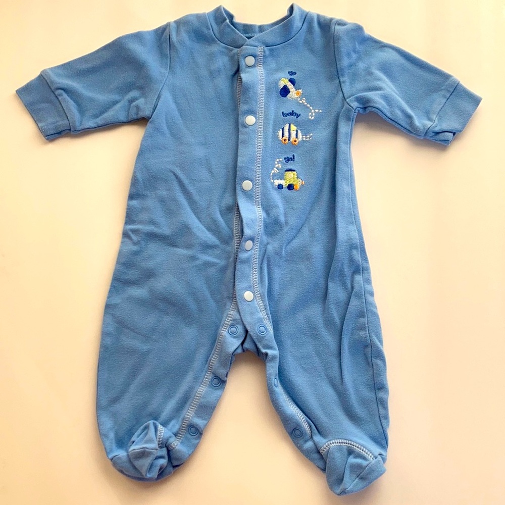 Bright Future Blue One Piece Footsies Snap Closures 100% Cotton Size 0-3 mo